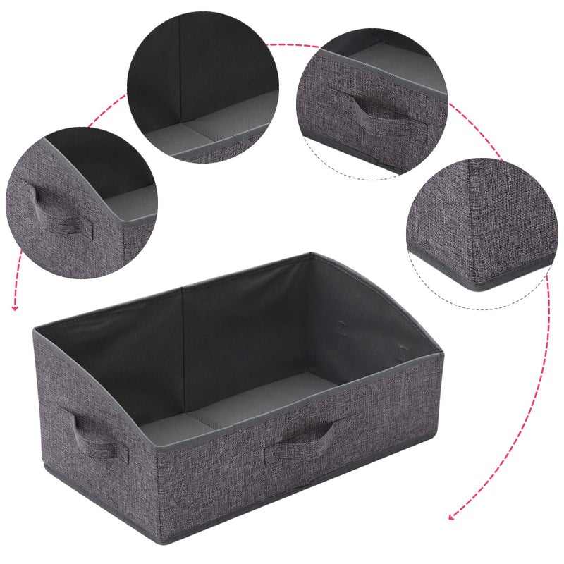 TENABORT 5 Pack Trapezoid Large Foldable Closet Storage Bins with Handle, Fabric Storage Organizer Cube Cloth Containers Linen Box Shelf Baskets for Clothes Clothing Shelves Wardrobe - Image 3